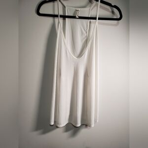 Free People White Ribbed Tank Top